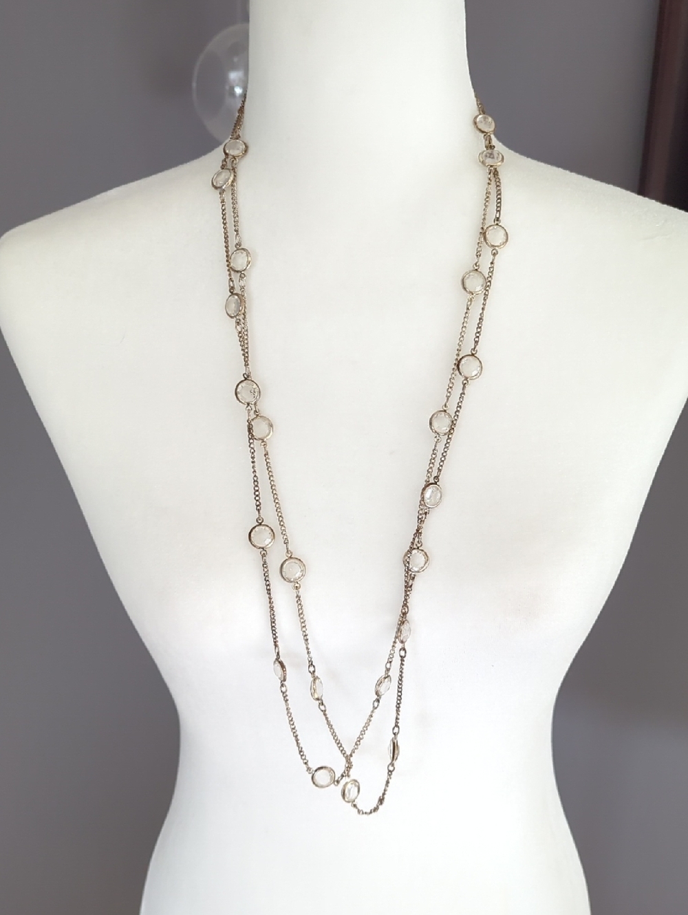 3 For $30. Delicate Chain Necklace with Clear Stones